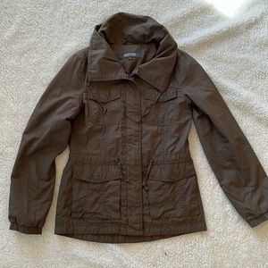 Kenneth Cole grey zip up tie waist button jacket